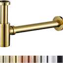 RANDOM Titanium Gold Polished Brass Contemporary Round Bottle P Trap 1 1/4,Basin Sink Waste Drain P Trap Kit.