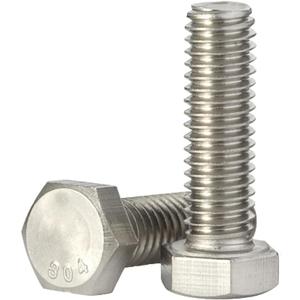 M6-1.0 x 16mm Hex Head Bolts Hexagon Screws, 304 Stainless Steel 18-8, Plain Finish, Fully Threaded, 50 PCS