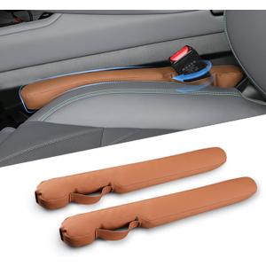 Leather Car Seat Gap Filler Universal for Car Truck SUV to Block The Gap Between Seat and Console Stop Things from Dropping 2 Packs Tan