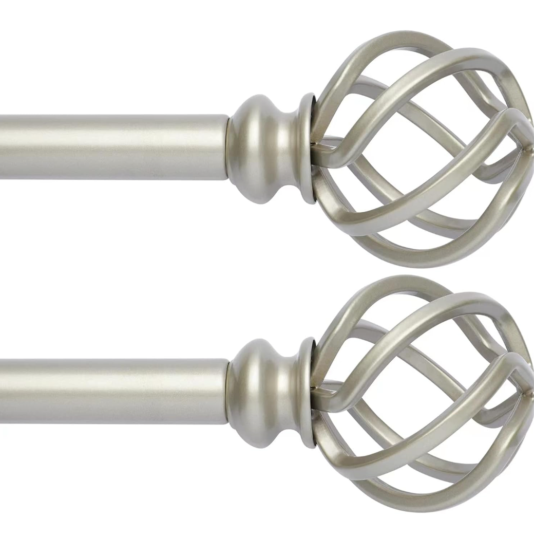 AlinaArt 2 Pack Decorative Window Curtain Rod with Brackets- Hollow Design 3/4'' Inch Pole, 28 to 48 Inch Adjustable Side Curtain Rod ,Antique Silver AlinaArt 2 Pack Decorative Window Curtain Rod with Brackets- Hollow Design 3/4'' Inch Pole, 28 to 48 Inch Adjustable Side Curtain Rod ,Antique Silver