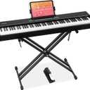 MOSEN Digital Piano 88-Key Weighted Keyboard Hammer Action, Electronic Keyboard Set with Stand, 128 Tones, 128 Polyphony, 88 Demo Songs, Recording and Dual piano Mode, Sustain Pedal, Music rest (XBlack)