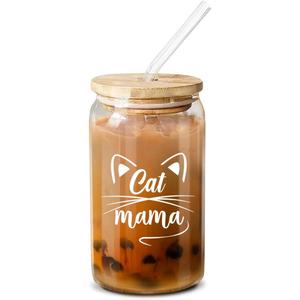 NewEleven Gifts For Cat Mom, Cats Lover - Cat Gifts For Women - Cute Kitten Stuff, Cats Themed Gift For Women - Cute Funny Gift For Her, Best Friend - 16 Oz Coffee Glass