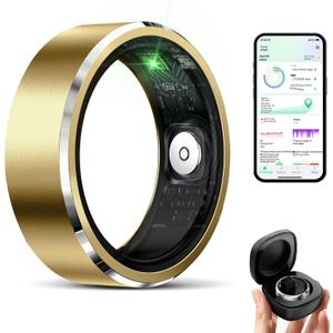 Smart Ring for Women Men, Fitness Tracker with Heart Rate/Blood Oxygen/Blood Pressure/Sleep/Pedometer Monitor, No Subscription Fee, IP68 Waterproof Health Rings for iOS & Android