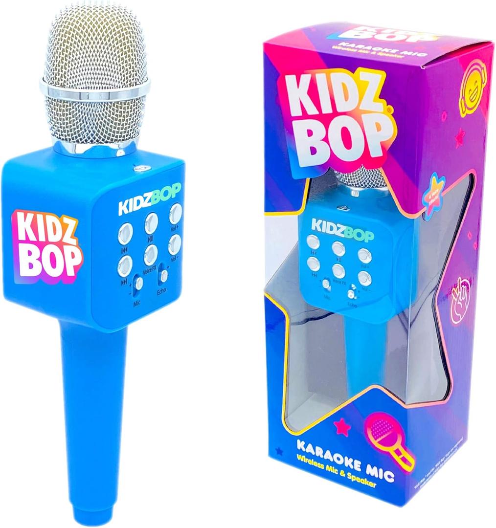 Move2Play, Kidz Bop Karaoke Microphone | The Hit Music Brand for Kids | Toy for Girls & Boys Ages 2, 3, 4, 5, 6, 7, 8+ Years Old | Gift & Birthday Present (Blue)