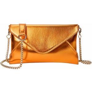 Evening Clutch Purse for Women Envelope Clutches Crossbody Bag Wedding Purses Prom Party Night Shiny Small Shoulder Handbag (Orange)