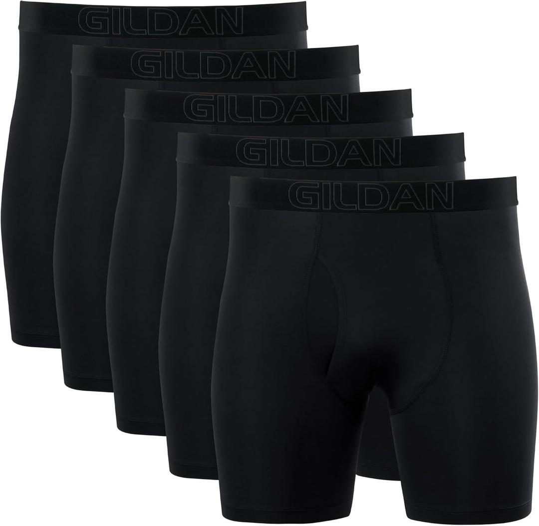 Gildan Men's Performance Underwear Boxer Briefs (Medium, Black)