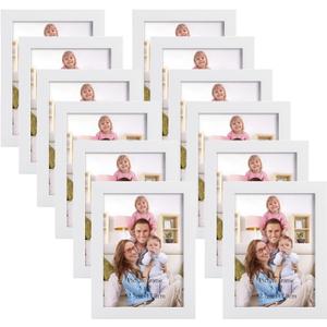Giftgarden White 5x7 Picture Frame Pack of 12, Multi White Woodgrain 5 by 7 Photo Frames Bulk for Wall or Tabletop Display