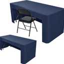 Nasitos 2 Pack Fitted Tablecloth for 4 Foot Tables-Navy Open Back Folding Table Cover Washable and Wrinkle Resistant Table Cloth for Trade Show, Book Fair, Career Fair, Convention, Events