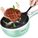 Dezin Hot Pot Electric Upgraded, Non-Stick Saut Pan, Rapid Noodles Electric Pot, 1.5L Mini Portable Hot Pot for Steak, Egg, Fried Rice, Ramen, Oatmeal, Soup with Power Adjustment