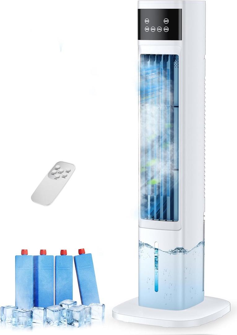 Portable Air Conditioners for Room, 3-in-1 Evaporative Air Cooler, Fast Cooling Portable AC Unit/24H Timer, Remote Oscillating Tower Fan, 4 Modes 3 Speeds, Quiet Swamp Cooler for Bedroom Office