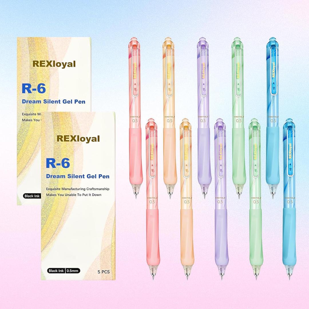 2 x Black Ink Gel Pens: 10 Count Quick dry 0.5mm Fine Point Pens - Smooth Writing Silent Clicker Retractable for School Office & Cute pretty gift