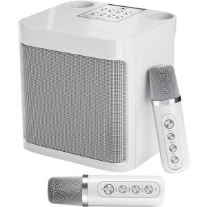 Karaoke Machine for Adults and Kids, Portable Bluetooth Karaoke Speaker with 2 Wireless Microphones for TV, Singing Karaoke for Home Party, Great Gifts for Boys and Girls (White)