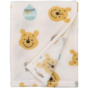 Disney Winnie The Pooh - Ivory, Yellow & Aqua Super Soft Plush Baby Blanket, Ivory, Yellow, Aqua (Pack of 1)