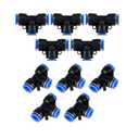 Metalwork Push-to-Connect Tee Fitting, 10mm x 10mm x 10mm OD, Air Hose T Connector Splitter (Pack of 10)
