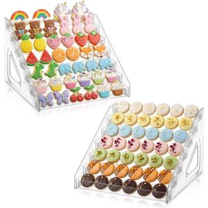2 Pack 7 Tier Cookie Display Stand Clear Acrylic Tiered Tiered Dessert Stand for Bakers Vendors Parties Craft Fairs Market Booths Cookie Display Stand for Cupcakes Dessert Display