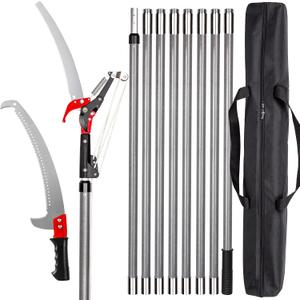 Walensee Pole Saws for Tree Trimming, Extendable Tree Pruner,Manual Branch Timmer with Blade and Scissors High Branches Pruning Fiberglass Pole Pruner and Cutter Garden Tool with Storage Bag 7.2-27FT