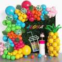 Hawaiian Balloons Arch Birthday Decorations 165 Pcs, Olive Green Blue Hot Pink Orange Gold Balloons, Hawaiian Summer Beach Party Supplies, Balloon Arch kit