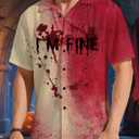 Halloween Button up Shirts for Men Vintage Halloween Scary Graphic Tees Shirt Hawaiian Shirt Short Sleeve (XXL)