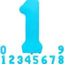TONIFUL 40 Inch Bright Blue Large Number 1 Balloon for 1st Birthday Party Decorations Big Bright Blue Foil Mylar Digital 1 for Graduation Wedding Bridal Shower Engagement Anniversary Photo Shoot