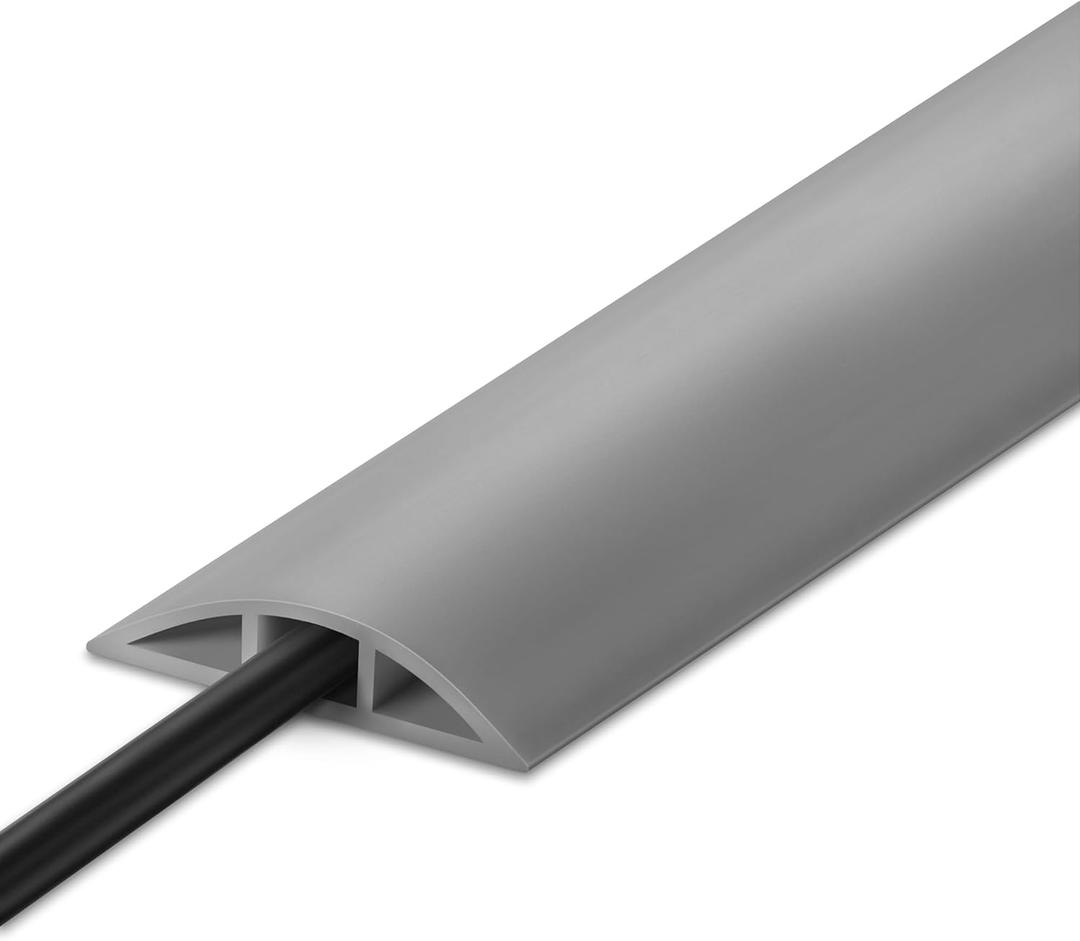 10FT Floor Cord Cover, Grey Cord Hider Floor, Durable Cord Covers for Wires on Floor, Cable Floor Cover Power Cord Cover, Floor Cord Protector Hide Cords on Floor Cord Cavity: 0.47" W x 0.24" H
