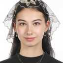 Bozidol Mantilla Veils Catholic Mass: Round Camellia Cross Church Veil, Chapel First Communication Veil for Girls Religious