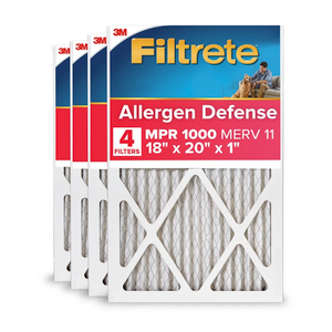 Filtrete 18x20x1 HVAC Furnace Air Filter, MPR 1000 MERV 11, Allergen Defense, 4 Pack