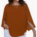 SCOMCHIC Plus Size Blouses for Women Summer Chiffon 3/4 Sleeve Tunic Tops Dressy Scoop Neck Casual Loose Flowy Shirts 2XL