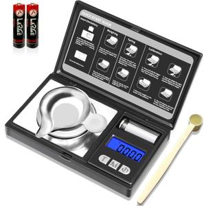 THINKSCALE Milligram Scale, 50g/0.001g Digital Jewelry Scale, Micro Gram Scale for Powder, Medicine, Gold, Gem, Reloading, Mg Scale 6 Units, Tare, Cal Weight Included (Black)