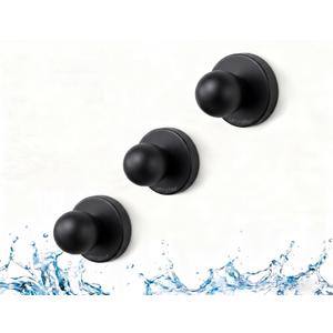 Suction Cup Hooks for Shower, Stainless Steel No Drill Wall Hooks with Olive Bead Design Heavy Duty Washable Removable Hooks for Bathroom Glass Door Towel Loofah (3, Black)