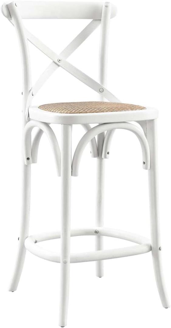 Modway Gear X-Back Wood Counter Stool in White