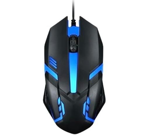 RGB Gaming Mouse, LED Backlit, USB Wired, Black with Blue Lighting