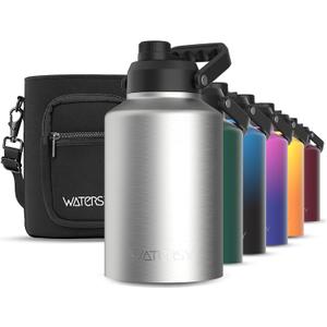 WATERSY 1 Gallon Water Bottle Insulated(Cold for 48 Hrs),BPA Free&Leak Proof,128oz Stainless Steel Water Jug,Big thermo,Large Water Bottle with Handle for Gym,Hiking,Camping&Travel,Stainless