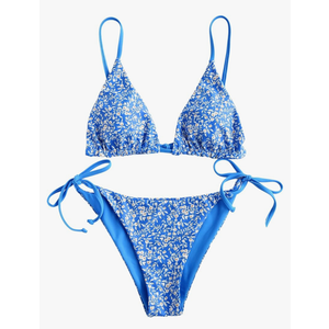 ZAFUL Women's Triangle Bikini Floral String Bikini Set Two Piece Swimsuit Bathing Suits, M