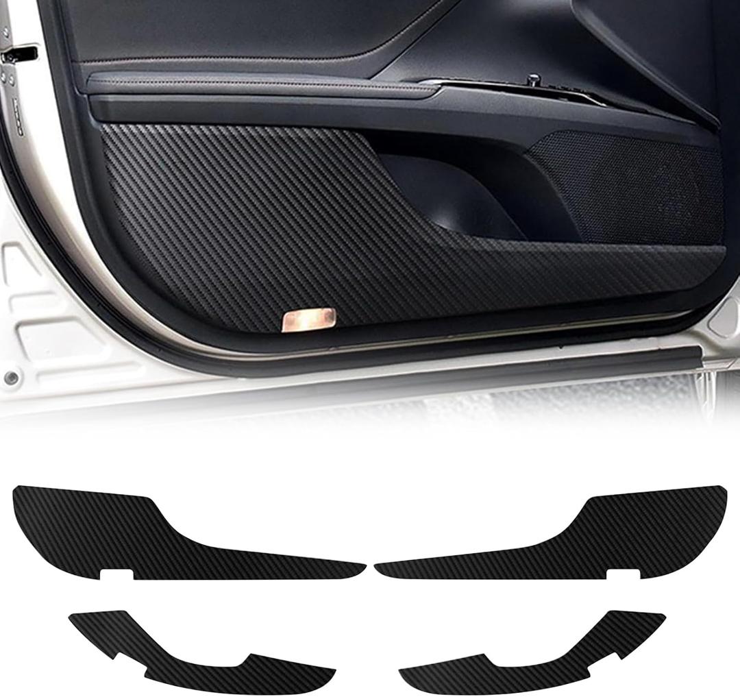 Car Door Anti Kick Pad Cover Compatible with Toyota Camry 2018-2025, Door Scratch Protector Molding Trim, Interior Dirty Collision Stickers for Camry 2018-2025, Carbon Fiber Leather (4Pcs/Set)