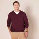 Amazon Essentials Men's V-Neck Pullover Sweater, Burgundy, Small