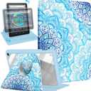 Kidcube for Amazon Kindle Fire 7 Tablet Case 12th Generation 2022 Release for Women Girls Cute Folio Cover Girly Pretty Unique Design Rotating Stand with Auto Wake/Sleep for Kindle Fire 7 Cases 7" (7-Blue Mandala)
