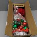 Mini White Christmas Tree, Small Flocked Christmas Tree with Lights and Music Tabletop Artificial Pre-lit Xmas Tree Christmas Decorations Indoor Outdoor for Home Decor Party Gifts (Red + Green)