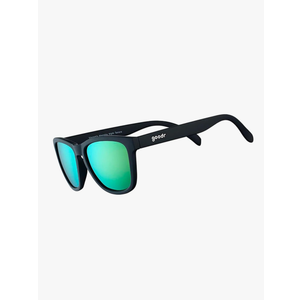 goodr Vincent's Absinthe Night Terrors Polarized Sunglasses for Men & Women, Medium Sized (OG), Black Solid Frame with Green Gold Mirrored Reflective Lenses, UV400 Protection, No Slip, No Bounce