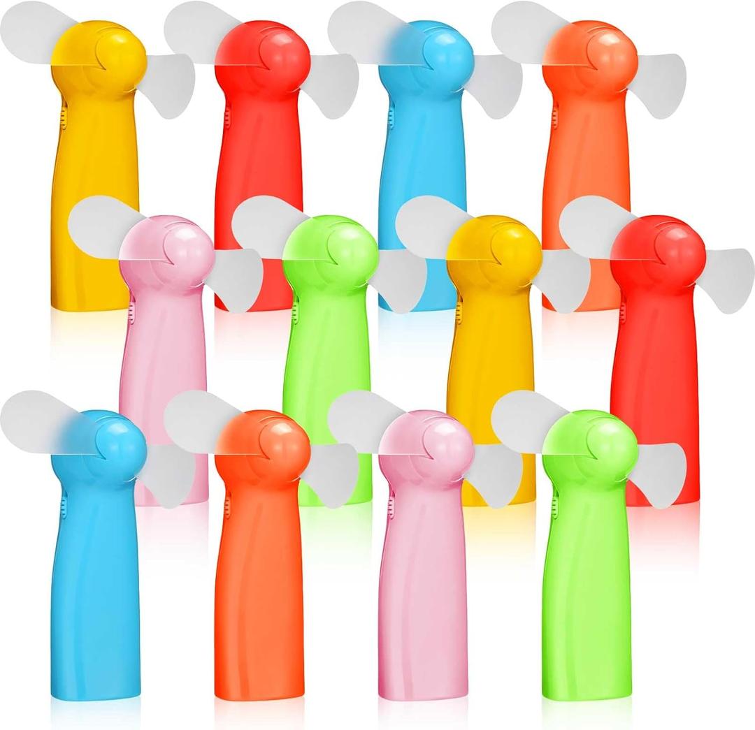 Retisee 12 Pcs Mini Hand Held Fan Personal Fan Battery Powered with Soft Blades Small Fan Pocket Fan for Travel Hiking Home Indoor Office Makeup(Bright Color)