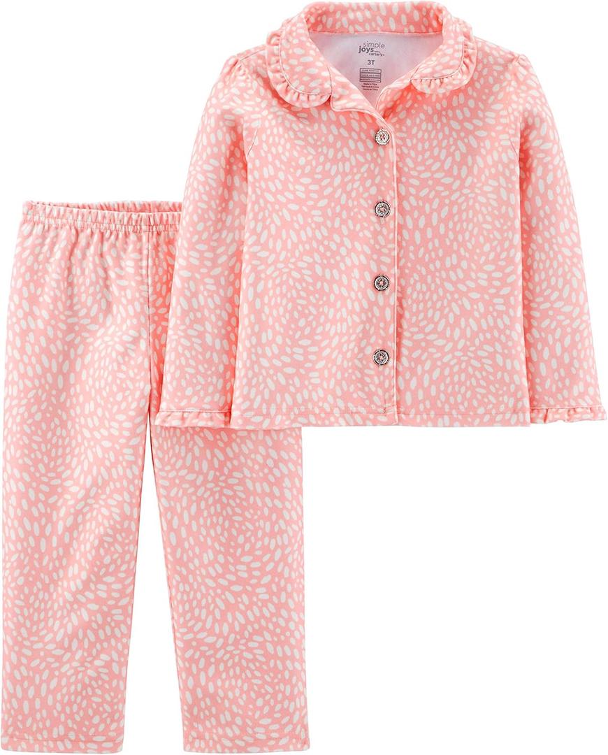 Simple Joys by Carter's baby-girls 2-piece Coat Style Pajama Set (5T, Pink White Dots)