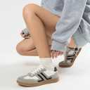 Women's Fashion Sneakers, Comfortable Lightweight Casual Sneakers, Non Slip Breathable Grey Women Hiking Shoes Women for Work Running Shopping Cycling 38