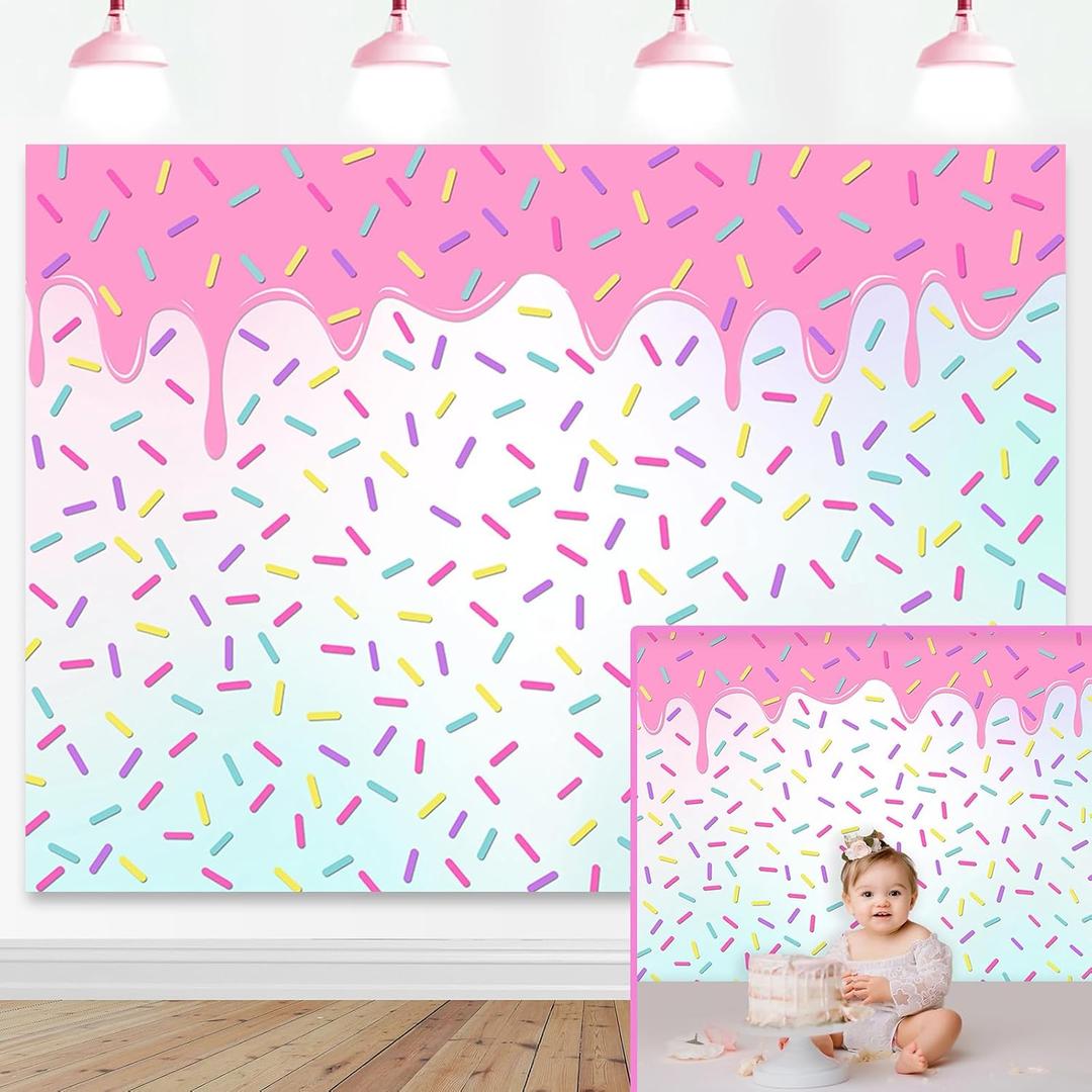 Mocsicka Donut Backdrop 7x5ft Donut Birthday Sweet One Sprinkles Party Decorations Photo Backdrops Donut Grow Up Baby Shower Photography Background
