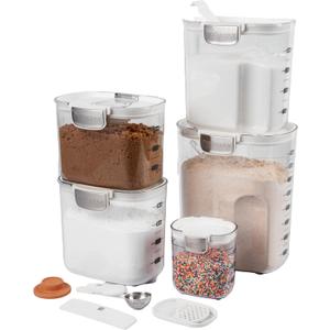 ProKeeper+ Airtight Food Storage Container Set Clear Plastic Flour and Sugar Canister Set with Magnetic Accessories for Kitchen Organization (White, 9-Piece), 
4.36 quarts
