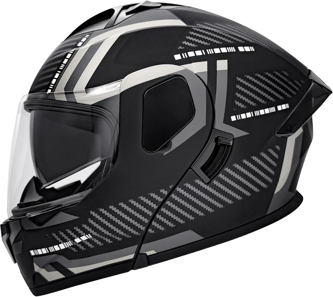 SanQing Adult Modular Flip-Up Full Face Motorcycle Helmet-DOT | lightweight Dual Visor,Snowmobile ADV Four Wheeler Street Bike Compatible fit for adult men women.