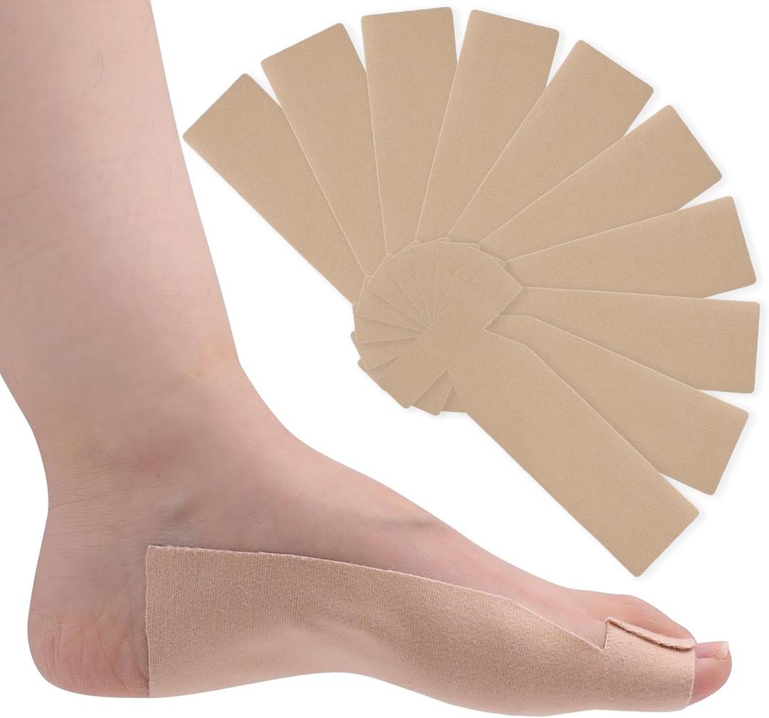 10Pcs of Turf Toe T-Straps - Moleskin Splints for Big Toe Injuries - Adhesive Toe Straighteners Turf Toe Wrap Elastic Tape