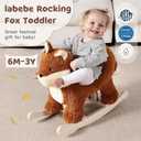 labebe - Baby Rocking Horse, Brownish Red Fox Rocking Horse with Seat Belt, Plush Animal Rocker for Kids, Stuffed Rocker Toy for Children 6M-3 Years Old Girl&Boy