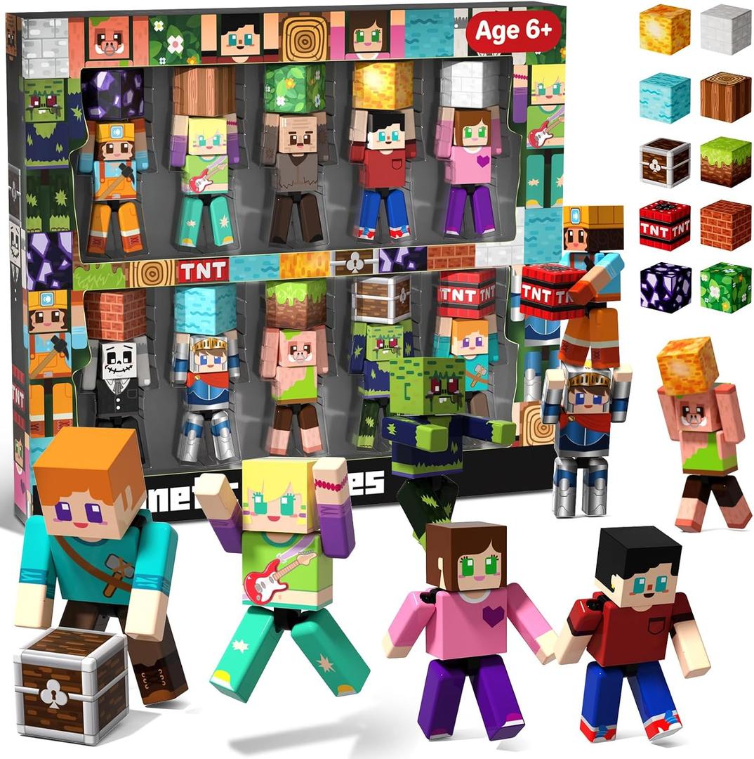 20 Pcs Magnetic Action Figures Playset - Magnetic Building Blocks, Magnet Cubes and Rotatable Figures Character Toys for Kids, STEM Toys, Birthday Gift for 3+ Year Old Boys Girls