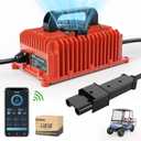 10L0L 48V 15A Golf Cart Battery Charger for Yamaha G19-G22 with 2-Pin Plug - Repair Smart Trickle Charger IP67 Waterproof for Lead Acid/Maintenance Free/Lithium Batteries