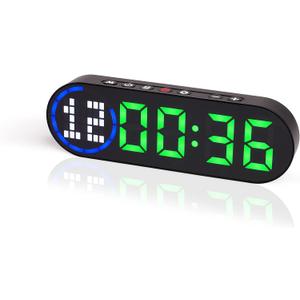 LUCORB Portable Gym Timer for Home Gym Interval Timer for Workout with Time Progress Bar/Rounds, Workout Clock for Boxing HIIT Tabata Emom Fitness Rechargeable Battery Powered (Black/Green)