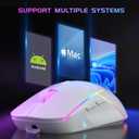 FFJ Wireless Gaming Mouse, 24000 DPI, Tri-Mode 2.4G/USB-C/Bluetooth 5.3 Gaming Mouse Wireless, RGB Programmable Mouse Gamer, 75Hrs Battery Life, Rechargeable Gaming Mice for PC, Mac, PS5, Xbox - White
